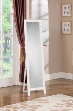King's Brand White Finish Wood Frame Floor Standing Mirror