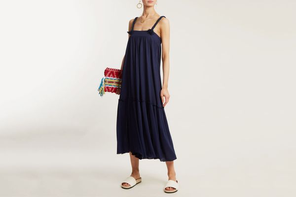 See by Chloé Square-Neck Braid-Trimmed Jersey Dress