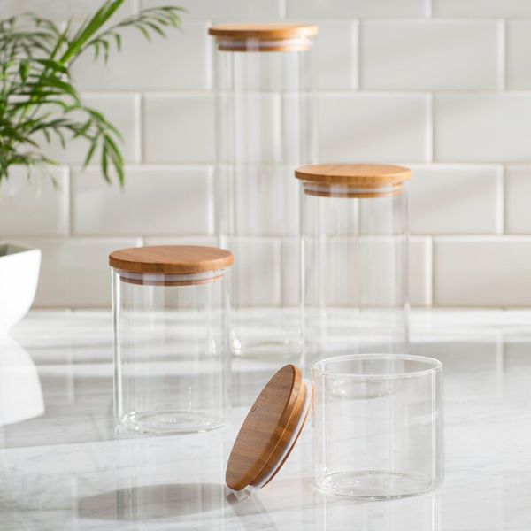 Mint Pantry Clear 4 Piece Storage Jar Set