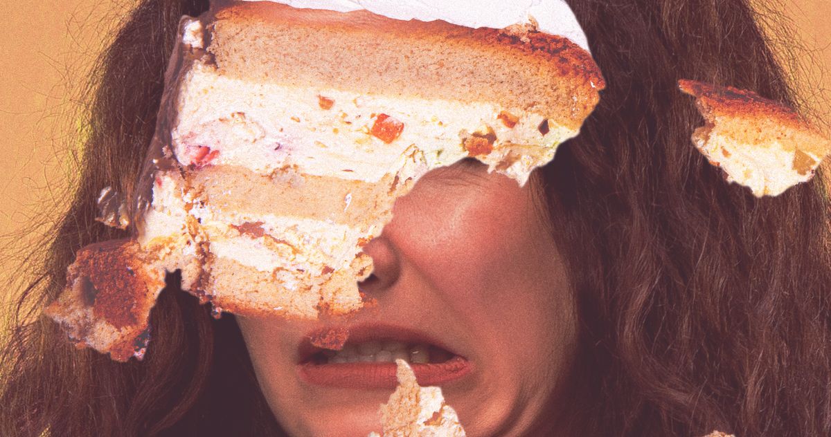 The Grooms Smashing Wedding Cake in Their Brides’ Faces