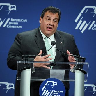New Jersey Gov. Chris Christie speaks during the luncheon of the Republican Jewish Coalition 2012 Presidential Candidates Forum December 7, 2011 at Ronald Reagan Building and International Center in Washington, DC.