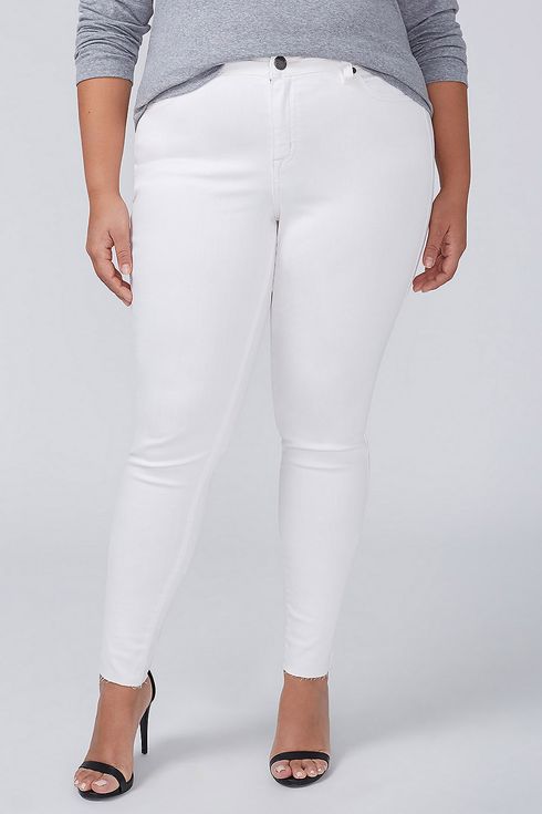 women in tight white jeans