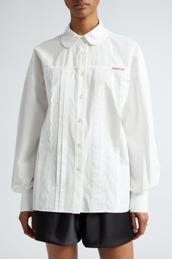 Camisa de popelina de algodón con ribete de encaje Shushu/Tong