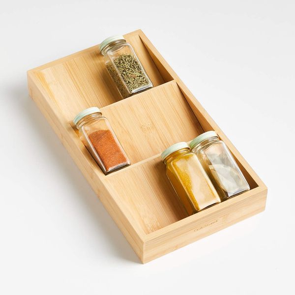 Crate & Barrel Bamboo Spice Drawer Organizer