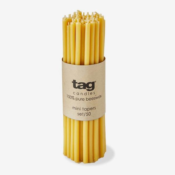 Tag Beeswax Mini Taper Candles Honey Yellow Set of 50