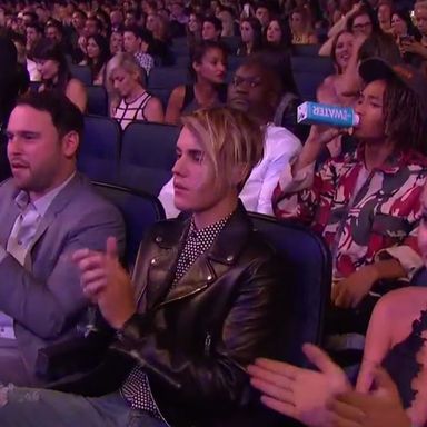 I don't know who's more thirsty here: Jaden, or all the nobodies a few rows back tweeting during Nicki's performance. "I'm like basically sitting next to Justin Bieber at the #VMAs, y'all. #Blessed."
