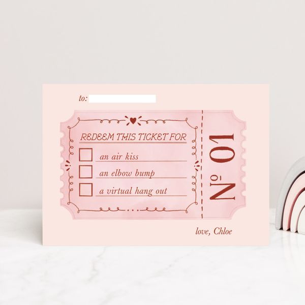 Minted Ticket for Love Mailable Valentines Cards