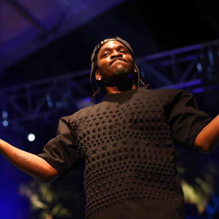 Rapper Pusha T performs onstage during day 2 of the 2013 Coachella Valley Music & Arts Festival at the Empire Polo Club on April 13, 2013 in Indio, California. 