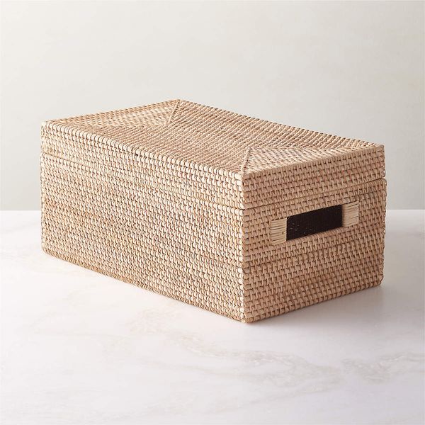 CB2 Emme Natural Rectangular Rattan Basket