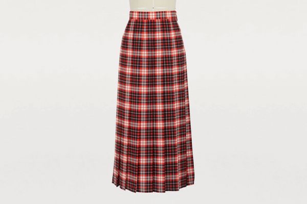 MSGM Pleated Plaid Skirt
