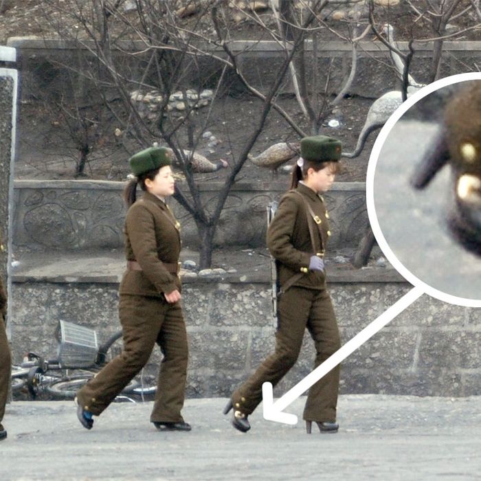 North Korean Lady Soldiers Wear 4 Inch Heels