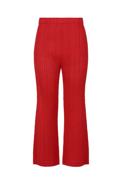 Red Pants - Hight Waist Ankle Length Pants - Slit Down Pants