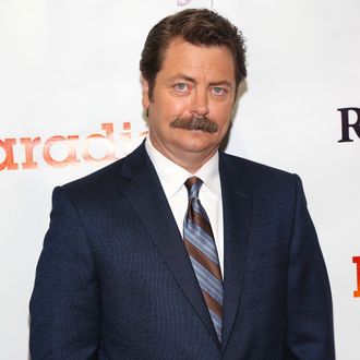 LOS ANGELES, CA - AUGUST 06: Actor Nick Offerman attends the premiere of DirecTV's 'Paradise' at Mann Chinese 6 on August 6, 2013 in Los Angeles, California. (Photo by Imeh Akpanudosen/Getty Images)