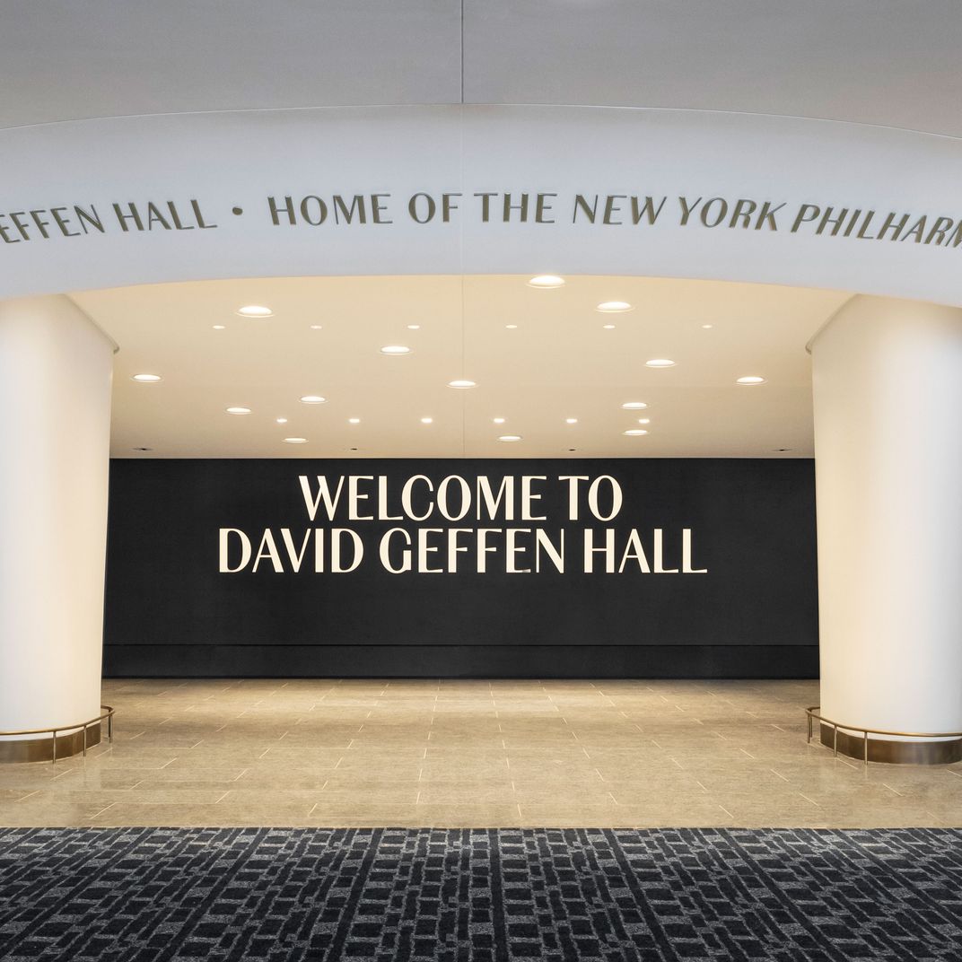 The new lobby with its immense LED screen.