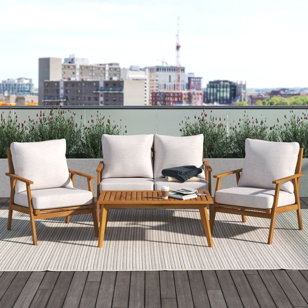 Kelly Clarkson Home Acacia 4 - Person Patio Conversation Set with Cushions