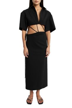 Christopher Esber Angled Tie Cut-Out Shirtdress