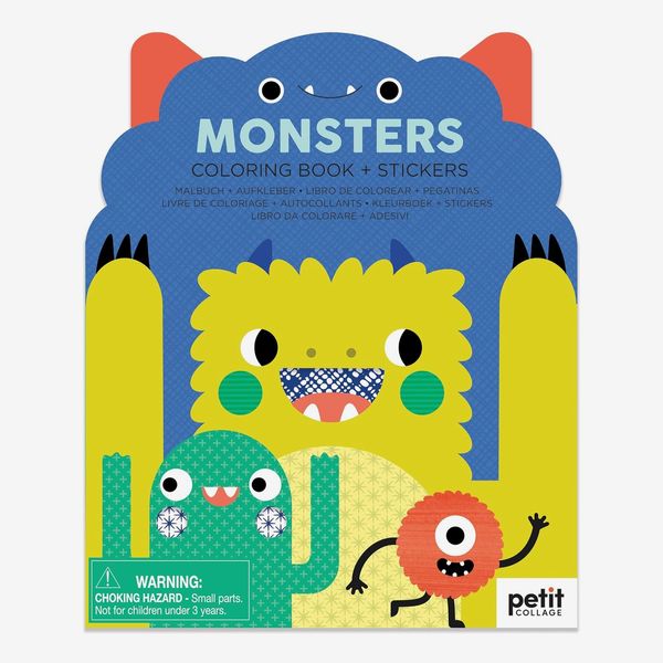 Petit Collage Coloring Book with Stickers Monsters