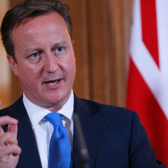 Britain's Prime Minister David Cameron (R) speaks during a joint press conference with his Italian counterpart Enrico Letta (L) following a meeting in London on July 17, 2013.