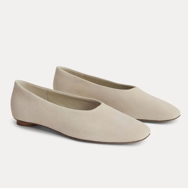 Everlane Gallery Square-Toe Flat - Peyote Suede