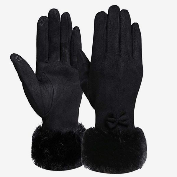 Diravo Touchscreen Winter Gloves with Bowknot Design