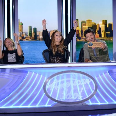 AMERICAN IDOL XIII: San Francisco Auditions: L-R: Judges Keith Urban, Jennifer Lopez and Harry Connick, Jr. on AMERICAN IDOL XIII airing Thursday, Jan. 16 (8:00-10:00 PM ET/PT) on FOX. CR: Michael Becker / FOX