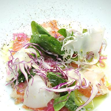 House-cured salmon, winter cabbage and buttermilk horseradish dressing