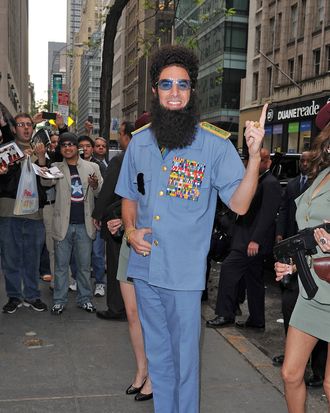 Sacha Baron Cohen as The Dictator, Admiral General Shabazz Aladeen on May 06, 2012 in New York City. 