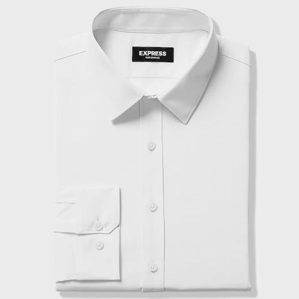 Express Slim Solid Wrinkle-Resistant Everyday Performance Dress Shirt