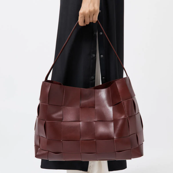 ALUWU Faux Leather Tote Bag With Zipper - Women's Work Purse & Shoulder Bag