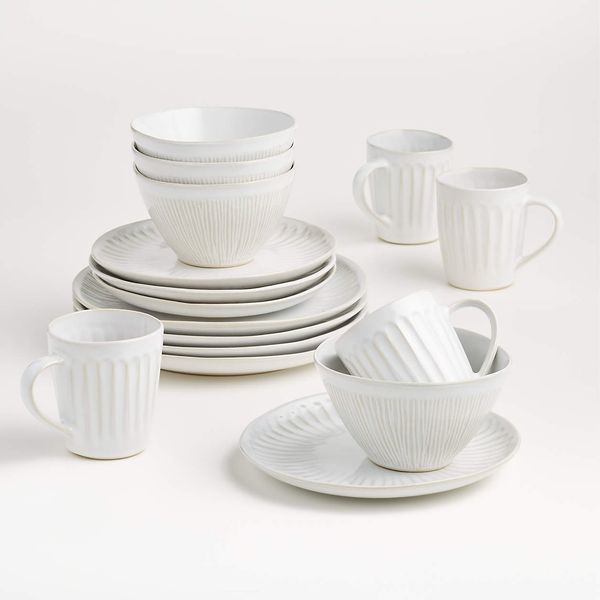Crate and Barrel Dover 16-Piece White Dinnerware Set