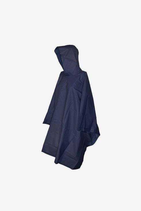 Dark Blue Hooded Cape Pullover Bike Raincoat for Adult 
