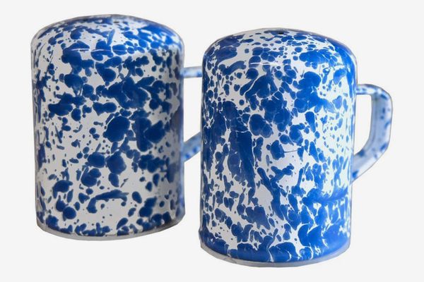 Enamelware Salt & Pepper Shakers — Blue Marble