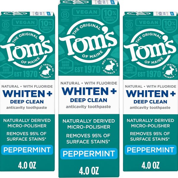 Tom’s of Maine Whiten and Deep Clean Fluoride Toothpaste - 3 Pack