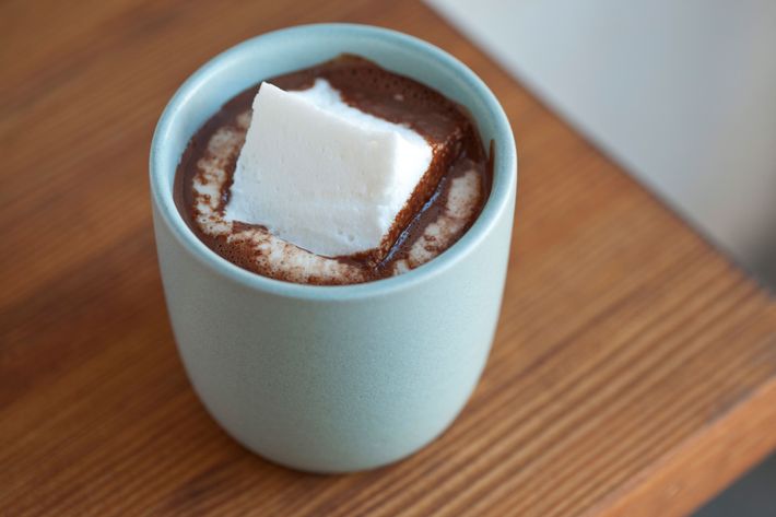 The hot chocolate is made with Ritual Chocolate's Belize 75 percent cacao and a house-made marshmallow.