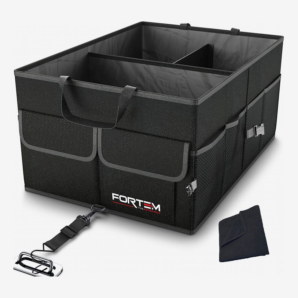 Car Trunk Storage Organizer Collapsible Cargo Storage Containers Portable Multi Compartments with Strap Handle 