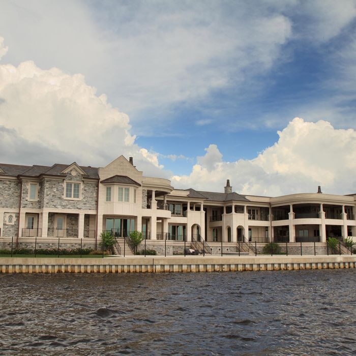 A waterfront view of New York Yankee's player Derek Jeter's Tampa home. The 31,000 square foot home is estimated to have cost Jeter $7.7 Million dollars. 