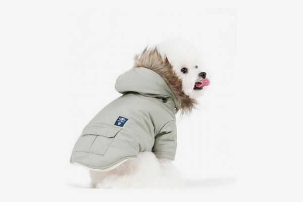 dog coat with fur hood