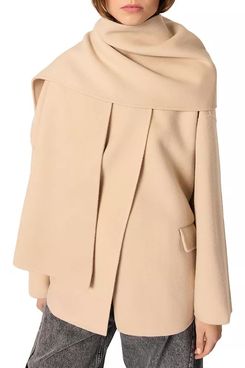 Maje Double-Faced Coat with Scarf