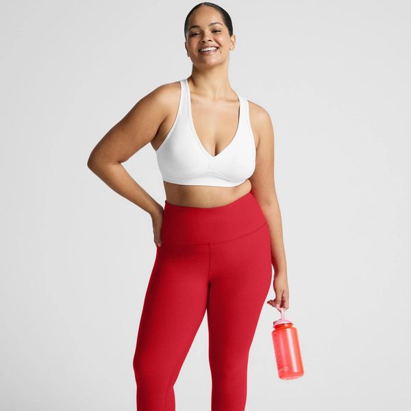 Beyond Yoga Spacedye Caught in the Midi High-Waisted Legging - Chili Red Heather