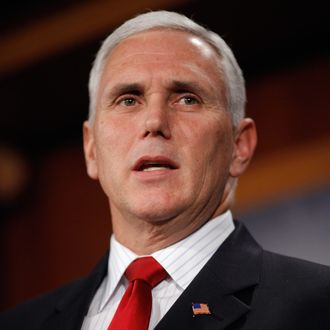 U.S. Rep. Mike Pence (R-IN) answers reporters questions during a news conference at the U.S. Captiol December 2, 2010 in Washington, DC. Pence and U.S. Rep. Jim DeMint (R-SC) introduced the Tax Relief Certainty Act, a bill that would permanently extend the Bush-era tax cuts to all Americans. 