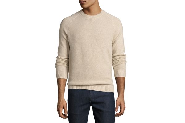 Neiman Marcus Tuck-Stitch Cashmere Crewneck Sweater