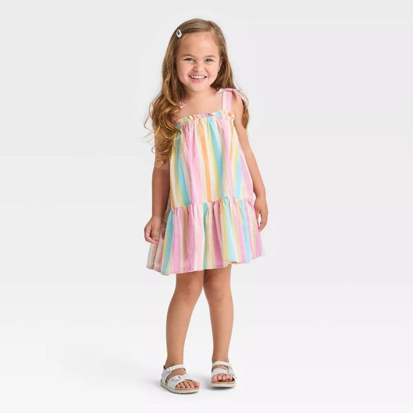 Cat & Jack Toddler Girls' Rainbow Striped Dress