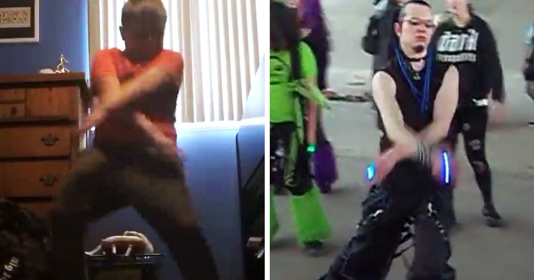 Guy Dancing Fortnite In Club How Orange Justice Is Tied To A Viral Cybergoth Dance Video