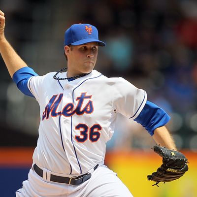 Collin McHugh #36 of the New York Mets pitches against the Colorado Rockies at Citi Field on August 23, 2012 in the Flushing neighborhood of the Queens borough of New York City. 