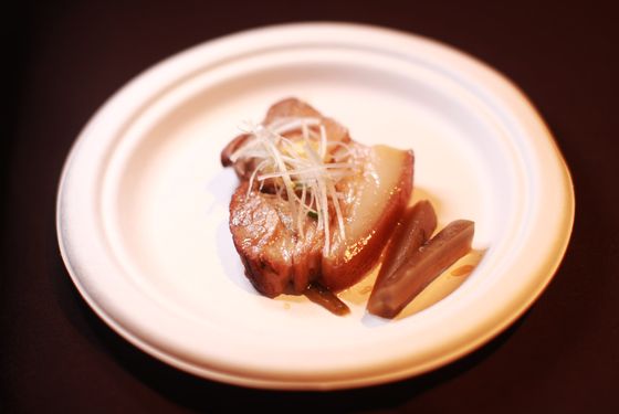 Braised pork belly Kakuni wth karashi mustard from Ganso Ramen.