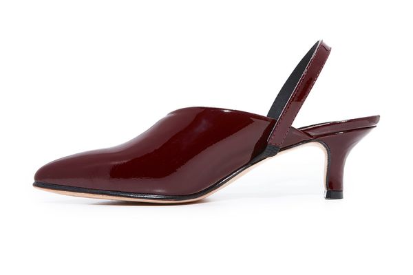 Amarantos Womens Patent Leather Pointed Toe Elegant Kitten Heel Slingback Dress Pump Shoes 