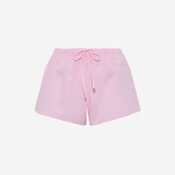 Gingham Cotton-Poplin Pajama Shorts - strategist best gingham pink draw string night shorts