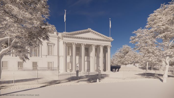 The east front of the proposed new wing.