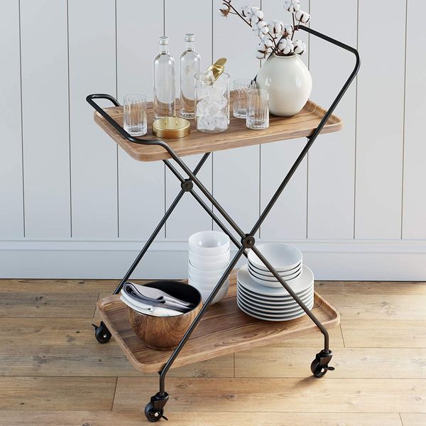 Nathan James Mid-Century Rectangle Bar Cart