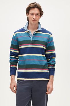 J.Crew Rugby Shirt in Stripe With Denim Collar